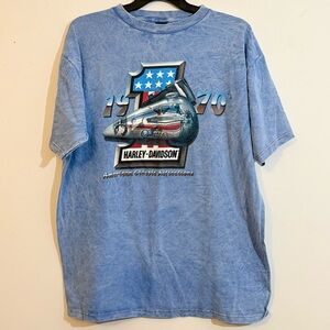 1998 Harley Davidson 1970s Tank Tee XL Blue Benjy’s Huntington WV USA